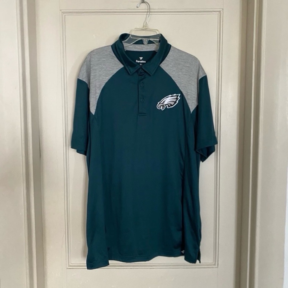 Philadelphia Eagles Polo Shirt XL Green Fanatics NFL Short Sleeve